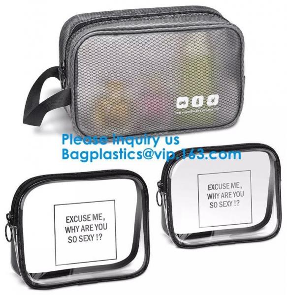 Fashion Black Shaving Kit Travel Wash Bag Organizer PVC Waterproof Portable Gym