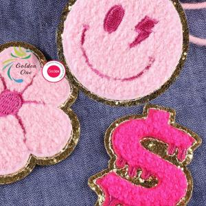 Custom Sticker Smile Face Patch Embroidery Iron On Chenille Patches Heat Press For Kid