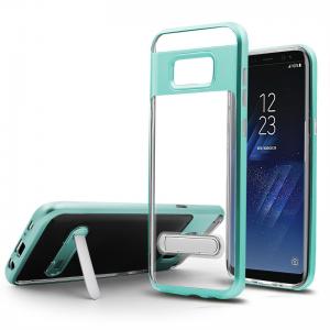 high quality kickstand crystal transparent TPU PC hybrid phone case for samsung galaxy s8