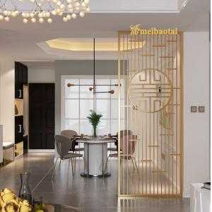 China Gold Decorative Metal Room Divider PVD Coated 1500mm X 3500mm Size supplier