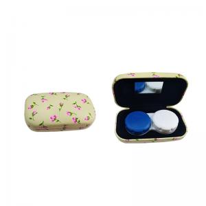 China Cute lens storage case PU printed contact lens case with mirror supplier