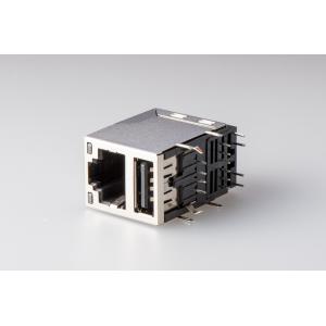 Ethernet 10 / 100 Base -T Female  RJ45 Network Port With Usb Connector /  Shield / Led