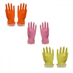 OEM L 60g Dip Flock Lined Household Cleaning Gloves Latex Gloves