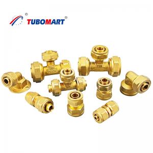 Pex System Brass Water Line Compression Fitting Straight Elbow Tee Cross