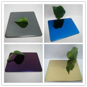China 304 mirror color stainless steel sheet with colors ROSE, GOLD, BLACK, GREEN,BRONZE wholesale