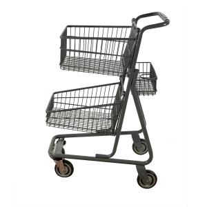 80L Supermarket Shopping Cart Double Basket Large Metal Trolley