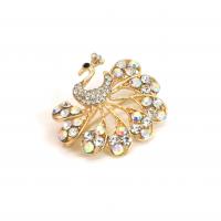 China Hollow Out Fashion Brooch Pin Gold Peacock Open Screen Shape OEM on sale