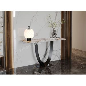 China Ceramic Marble Console Table With Oval Hollow Base wholesale