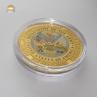 China Gold tone metal souvenir coins with enamel in clear plastic box package wholesale