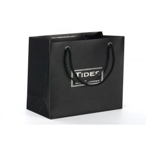 Black Color Paper Merchandise Bags , Promotional Recycled Paper Carrier Bags