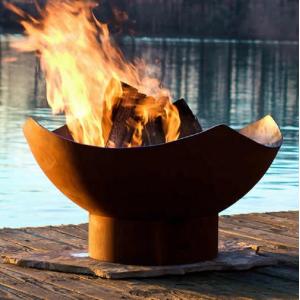 Garden Hemisphere Corten Steel Fire Globe Bowl Wood Burning
