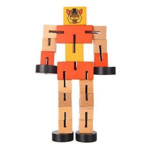 Children'S Toy Puzzle Deformed Wooden Robot Block Hand Play Model