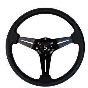 China 13.5 Inch Golf Cart Steering Wheels Black Three Spoke Slotted supplier