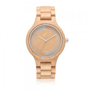 China Simple Style Wooden Wrist Watch , Leather Strap Quartz Watch For Men Gift supplier