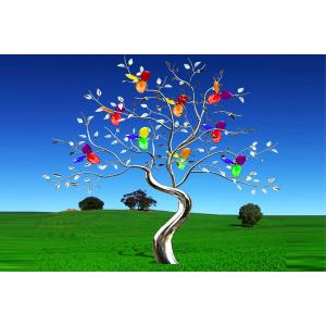 Garden Decor Colorful Painted Stainless Steel Tree Sculpture For Placing Square