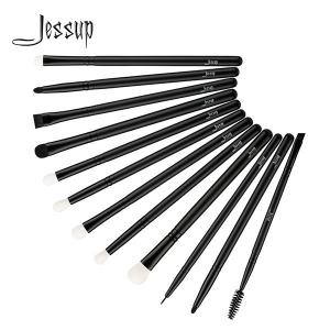Jessup Black 12pcs Essential Eye Makeup Brush Set Private Label Makeup Line Factory Mixed hair Brushes T322