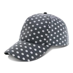 Curved Brim Baseball Cap / Youth Fitted Baseball Hats With Plain Black White Dot Printed