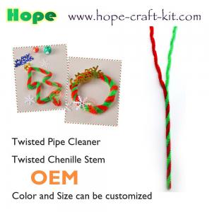 Twisted 2 colours chenille stems  pipe cleaners for hobbies & children DIY hand-crafted material
