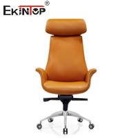 China Comfortable Synthetic Leather Office Chair Adjustable Swivel Orange Wheels on sale