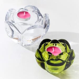 Lotus Flower Clear Crystal Glass Votive Tealight Candle Holders Lead Free