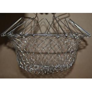 Collapsible Deep Fryer Stainless Steel Mesh Basket , Wire Mesh Fry Basket