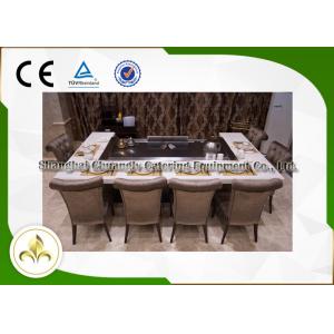 China Rectangular Stove Top Teppanyaki Grill Japanese Hibachi Table With Ventilation System supplier