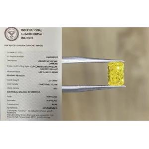 IGI Certified Synthetic Yellow Diamonds Grit 1CT Radiant Cut Lab Created Yellow Diamonds