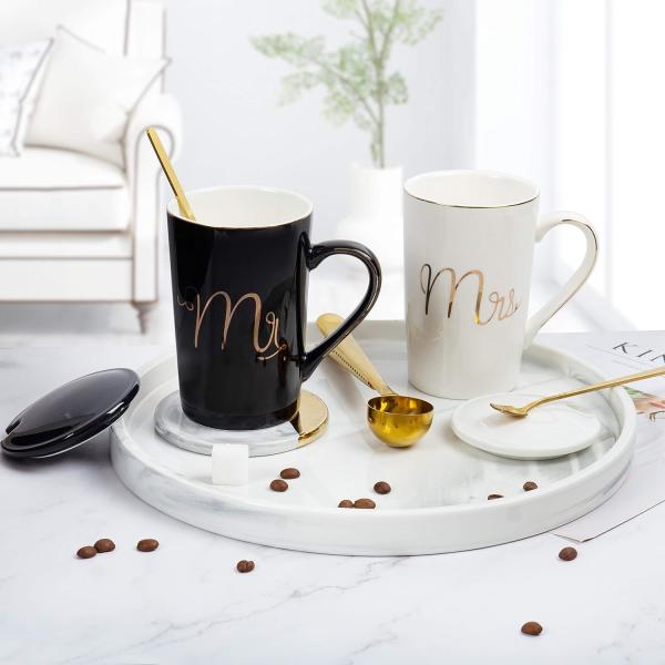 13.5Oz Mr And Mrs Coffee Mugs Cups 1.5 Pounds For Hot And Cold Beverages
