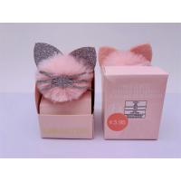 China Glitter Soft Pom Pom Hair Tie , Cute Cat Shape Pink Small Ponytail Holder on sale