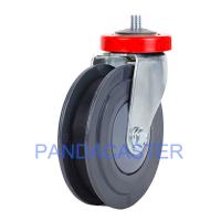 China Durable Shopping Cart Casters 40Kg 88Lbs Double Clip Polyurethane Tread Nylon Center Wheel on sale