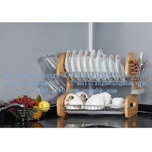 China Wooden dish rack, stainless steel dish rack, kitchen utensils dish rack, drain bowl rack supplier
