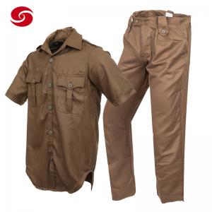 China Summer Brown Short Sleeve Military Police Uniform Police Officer Bush Shirt supplier