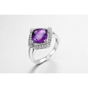 China AAA 925 Silver Gemstone Rings With Amethyst Stone 4.1g supplier