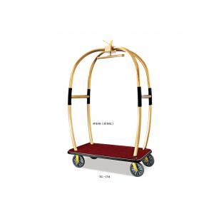 China Stainless Steel Chrome / Brass Finish Hotel Luggage Trolley / Rolling Baggage Cart supplier
