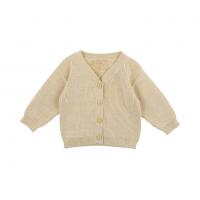 100% Cotton Custom Made Sweaters Neutral Baby V-Neck Rib Knitted Cardigan Button Front Drop Shoulder Sweater For Spring