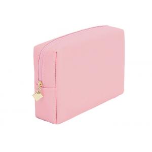 China Pink Zippered Cosmetic Bag , Custom Print Small Pink Beautiful Makeup Bags supplier