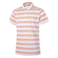 China 87% Polyester Golf Yellow And White Striped T Shirt Business Casual Collared Shirt on sale
