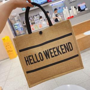 New Style Jute Nylon Briefcase Document Bag Letter Cloth Bag Large Capacity Shoulder Messenger Simple Commuter Handbag