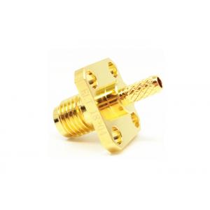 50Ohm Female SMA RF Connector Solder Attachment 4 Holes Flange Mounting