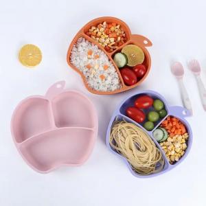 Non slip silicone dining plate, integrated anti drop baby dining plate, children's tableware, suction cup, bowl