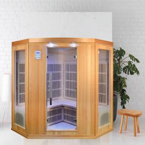 China Corner Design Home 3 - 4 Person Wooden Indoor Far Infrared Sauna With Low EMF supplier