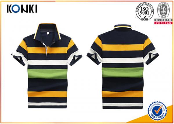 200 Grams 100% Cotton Stripes Print Style Customized Embroidered Polo Shirts For