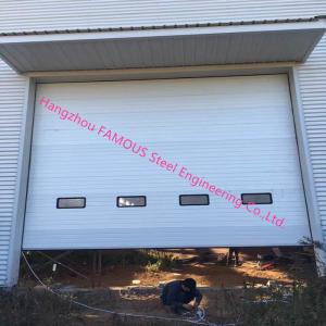 Full Vertical Lift Door Motorized Industrial Garage Doors With Transparent Windows And Pedestrian Access