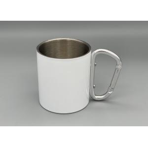 China Stainless Steel Portable 300ml Capacity Custom Camping Mugs With Carabiner Handle supplier