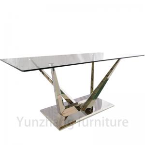 China Low Luxury dining table with silver base supplier