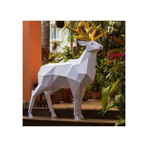 China White And Gold Garden Decoration Deer Outdoor Fiberglass Sculpture Painted supplier