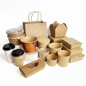 OEM Pizza Packaging Box Biodegradable Food Takeaway Kraft Paper Bowls