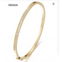 China Bling Bling All Rhinestone Snap On Gold Bracelet Charm Bracelets For Women on sale