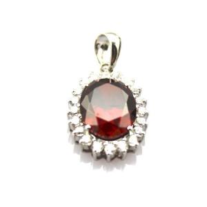 China 925 Silver Jewelry 9mmx12mm Garnet Cubic Zirconia Pendant Necklace (QTP0342) supplier