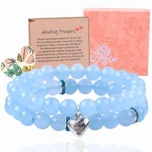 8mm Amethyst Blue Aquamarine Gemstone Bracelets Crystal Healing
